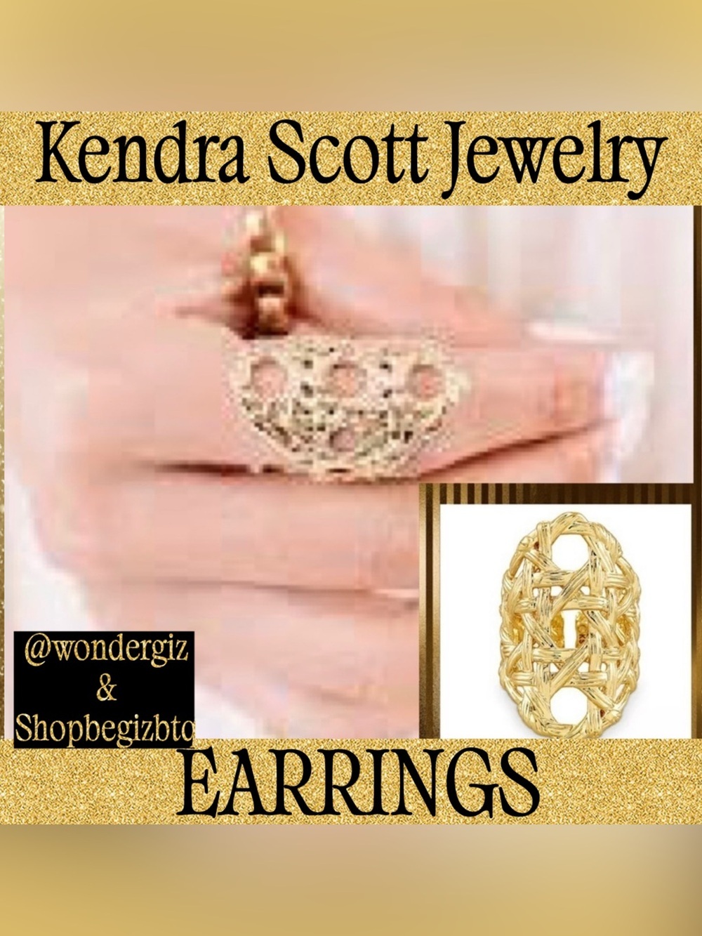 Kendra Scott Authentic Natalie Ring Gold Plated Brass Size Small/Medium